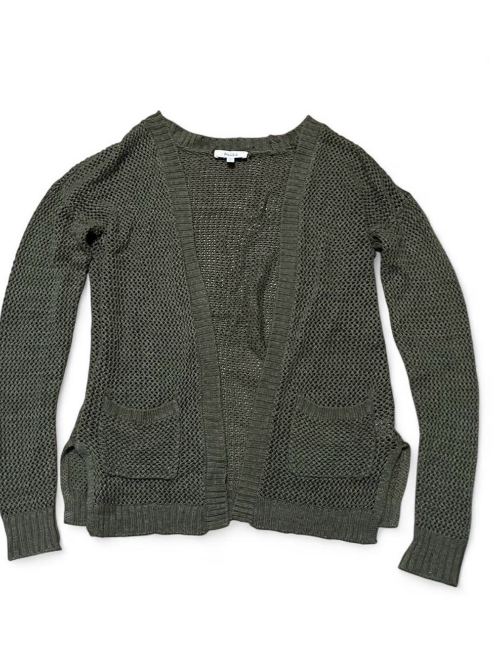MUDD Open-Front Olive Knit Cardigan Sweater